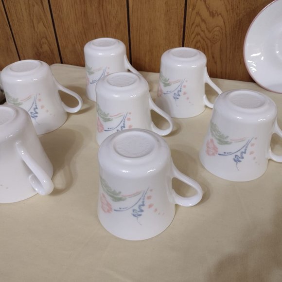 14 pcs Vintage Corelle / Corning Cups & Saucers Pastel Ballet Pattern - Picture 7 of 13
